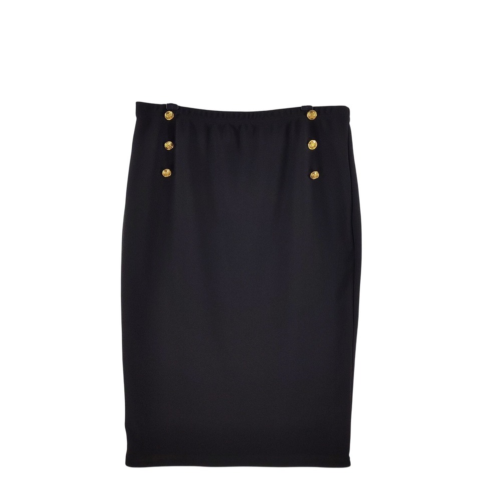 SHEIN Curve Black Gold Button Pencil Skirt Plus Size 3X Nautical Office Midi